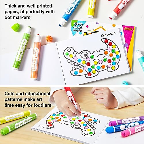 Shuttle Art Dot Markers, 36 Colors Washable with 135 Activity Sheets, 5 Activity Books, Fun Art Supplies for Kids Toddlers and Preschoolers, Non Shuttle Art