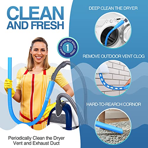 Dryer Vent Cleaner Kit Vacuum Attachment - Multiple Combinations V1 Lint Remover Power Washer and Vacuum Hose Quickly Removes Lint PetOde