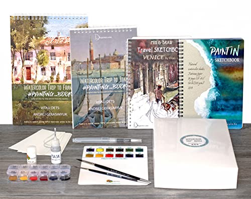 Insparea Watercolor Paper Sketchbook 5.5 x 8.5 19 Sheets 140 Lb 300 GSM  Cold Press Cotton Watercolor Journal 12 Palettes Premium Watercolor Paints