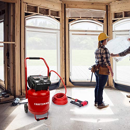 Craftsman Air Compressor, 10 Gallon Peak 1.8 Horsepower Oil-free Compressor, Max 150 PSI, Vertical Compressor Air Tools, Model: CMXECXA0331042 Craftsman
