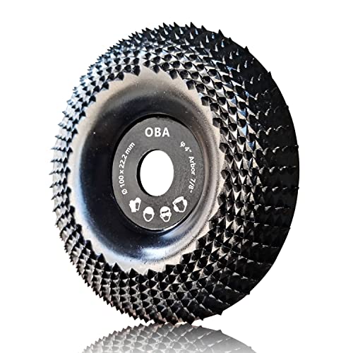 OBA Grinder Wheel Disc 4 Inch Wood Shaping Wheel, Wood Grinding Shaping Disk for Angle Grinders with 7/8” Arbor OBA