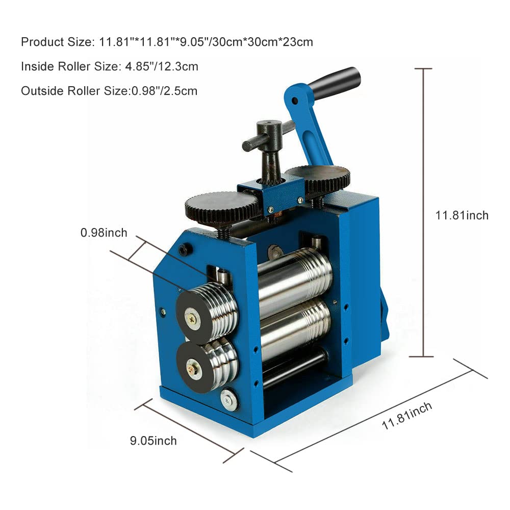 Jewelry Rolling Mill Machine 3 inch 75mm Manual Combination Rolling Mill Gear Ratio 1:6 Presser Rolling Mills for Jewelry Making Square Wire Flat Gdrasuya10