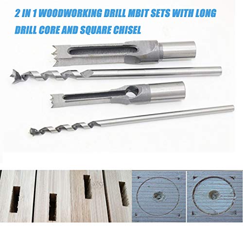 Woodworking Square Hole Drill Bits, HSS Woodworking Square Mortise Drill Bit Wood Mortising Chisel Set Woodworker Hole Saw Power Tool Kits, 1/2 Inch, HSOKEW