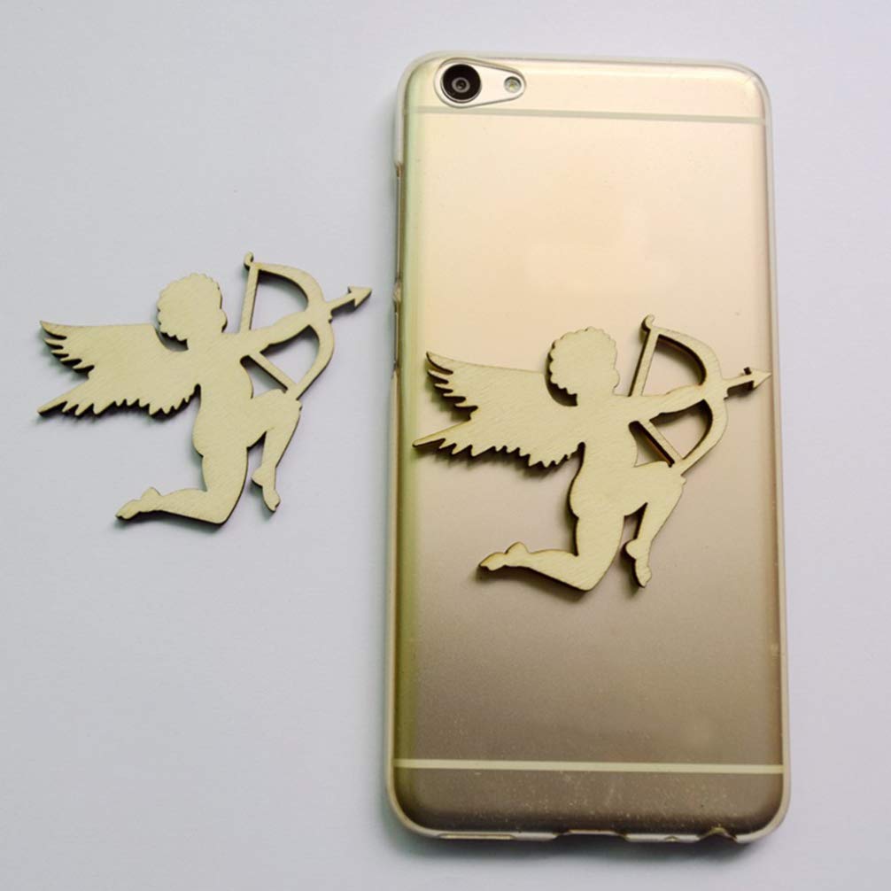 Amosfun 10pcs Unfinished Wooden Embellishments Cupid Shape Slices Wood Cutout Unfinished Wooden Pieces for DIY Crafts Amosfun