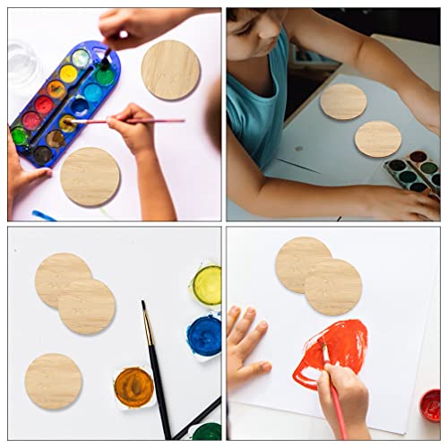 COHEALI 20pcs Round Bamboo Craft Bamboo Tag Unfinished Wooden Cutouts Blanks Round Disc Wood Graffiti Slices Christmas Wooden Cutouts Round Wood Slab COHEALI