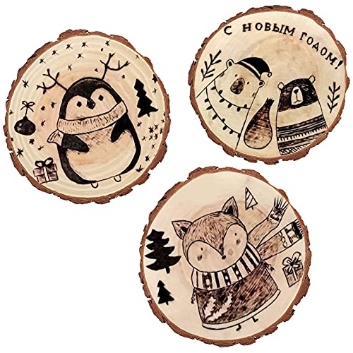 PINGEUI 10 Piece 7-8 Inch Natural Wood Slices, Unfinished Natural Wood Tree Slices with Bark, Large Round Tree Wood Discs Wooden Circles Tree Bark PINGEUI