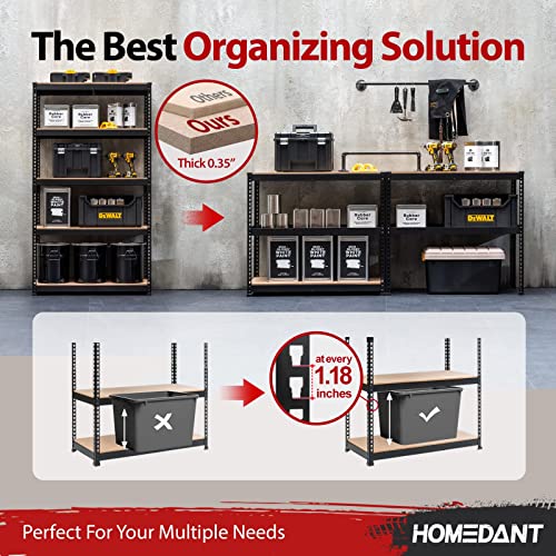 HOMEDANT Z-beam 5-Tier Laminated Heavy Duty Metal Shelving Unit Adjustable Garage Storage Utility Rack Shelves Organization Multipurpose Shelf HOMEDANT