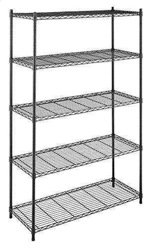 Whitmor Supreme Tier Shelving 5 Adjustable Shelving-500 Pound Weight Capacity Per Shelf-Leveling Feet, 18" x 48" x 74", Black Whitmor
