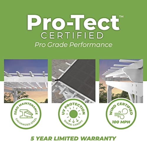 Backyard Discovery 12x10 ft Hawthorne White Galvanized Steel Pergola w/Soft Sail Shade, Spacious, Rust Resistant, UV Protection, Resist Winds Up to Backyard Discovery