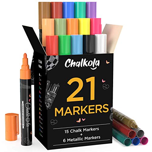 Chalkola Basic Art Bundle - 21 Markers + 5 White Variety Chalkola