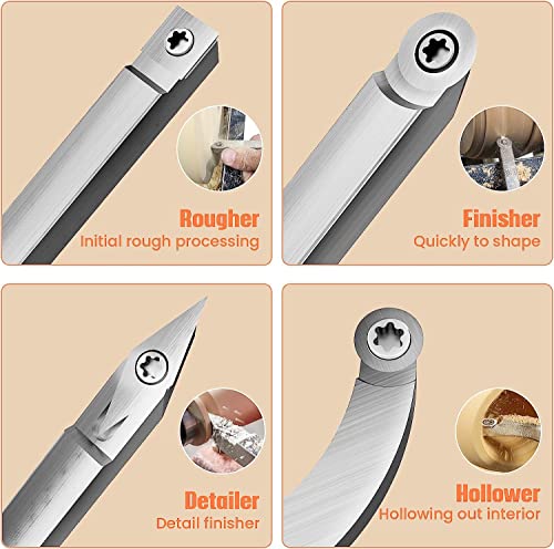 8Pcs Tungsten Carbide Cutters Inserts Set for Wood Lathe Turning Tools, WenCrew Universal Carbide Tip Tipped Cutter Tool Accessories(Included 11mm WenCrew