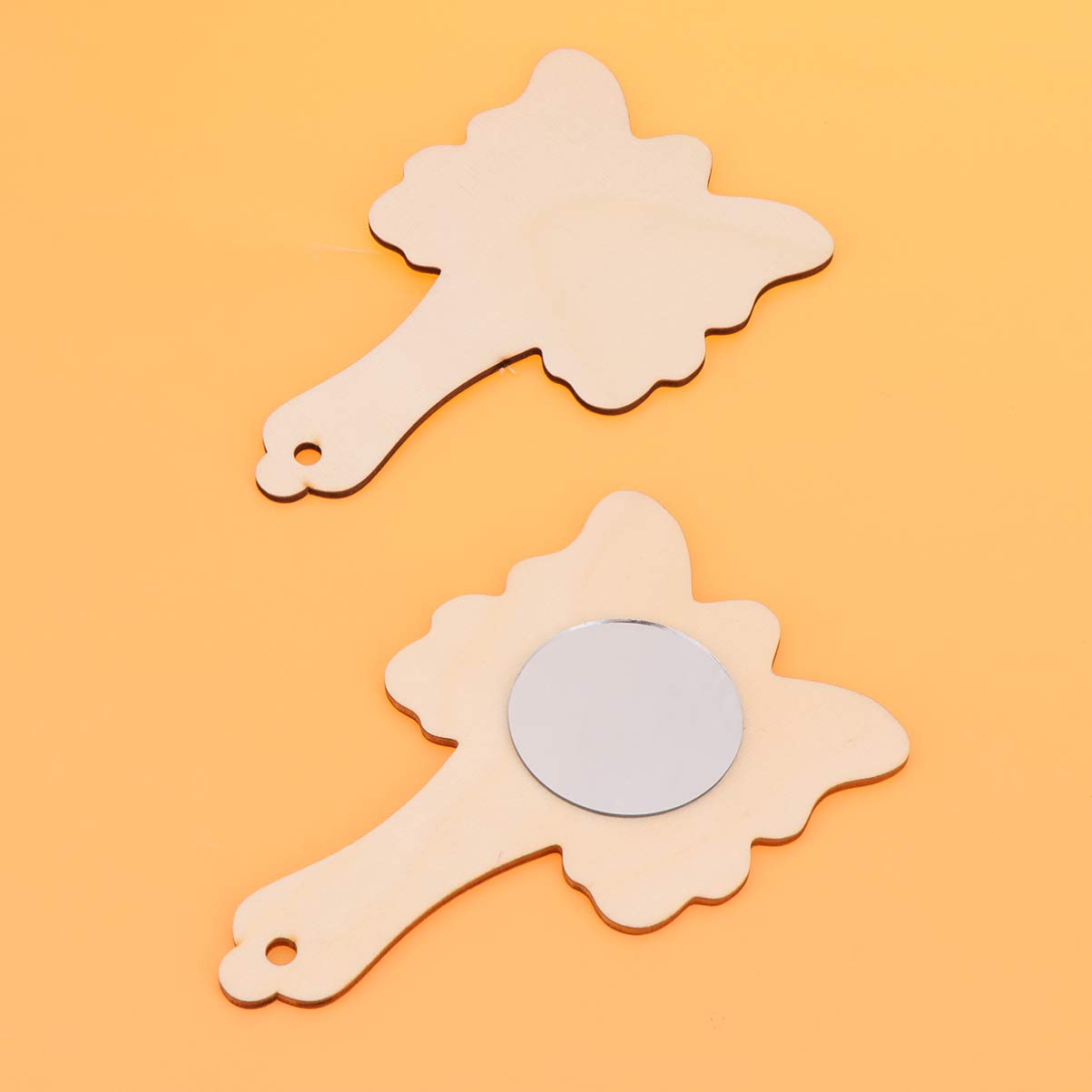 Healifty 10pcs Educational Toys for Kids DIY Wood Mirror Arts and Crafts Mirror Unfinished Hand Held Mirror Educational Painting Toys DIY Mirror for Healifty