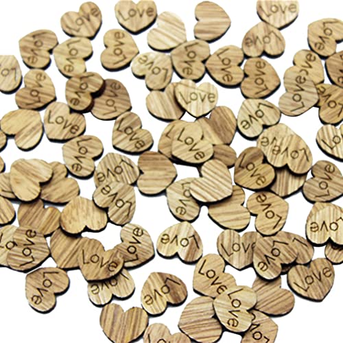 LIOOBO 500Pcs Wood Crafts Wooden Crafts Wooden Hearts Love Wooden Buttons 100pcs Bamboo LIOOBO