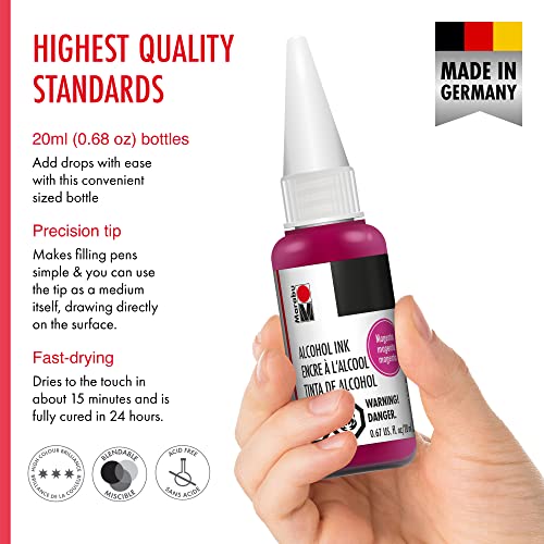 Marabu Alcohol Ink Starter Kit - 3 Color Alcohol Ink Set with Alcohol Ink Paper and Permanent Marker - Magenta, Lemon, Caribbean Alcohol Ink for Marabu