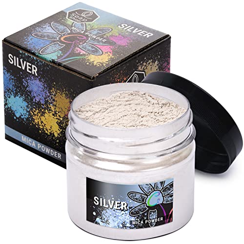 Mica Powder (Silver) 2 oz – Soap Making Kit – Powdered Pigments Set – Soap Making dye – Single Color - Hand Soap Making Supplies - Resin Dye - Mica Soap Shop