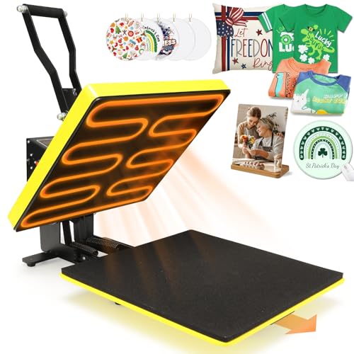 Whubefy Heat Press Machine for T-Shirts 15x15 Slide Out Drawer with Counting Function & 3 Pre-Set Modes, Pressure Knob, Digital Industrial Clamshell Whubefy