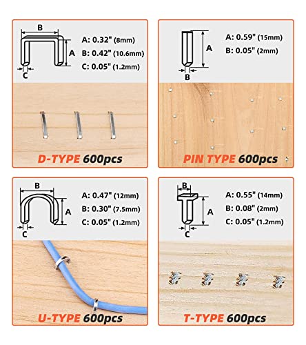 DIFFLIFE Staple Gun Heavy Duty, YEAHOME 4-in-1 Stapler Gun with 2400 Staples, Manual Brad Nailer Power Adjustment Stapler Gun for Wood, Crafts, DIFFLIFE