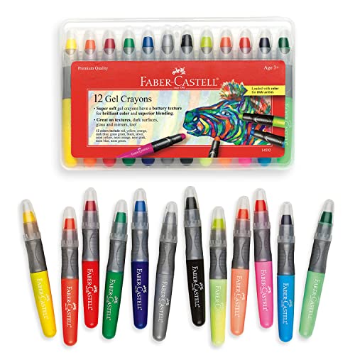 Faber-Castell Gel Crayons - 12 Vibrant Colors In Durable Storage Case Faber-Castell