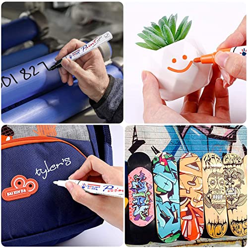 TFIVE Gold Permanent Paint Marker Pens - 2 Count Oil Based Marker Pen, Medium Tip, Waterproof & Quick Dry, for Office, Art projects, Rock Painting, TFIVE