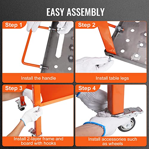 VEVOR Welding Table 36"x18", 1200lbs Load Capacity Steel Welding Workbench Table on Wheels, Portable Work Bench with Braking Lockable Casters, 4 Tool VEVOR