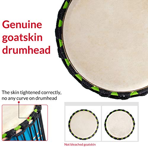 Djembe Drum, AKLOT African Drum Hand-Carved 9.5'' x 20'' Mahogany Goatskin Drumhead for Starter Beginners Adult AKLOT
