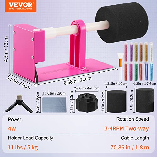 VEVOR Cup Turner for Crafts Tumbler, Tumbler Turner DIY Glitter Epoxy Resin Tumblers, Epoxy Pen Turner Attachment with Silent UL Motor Two-Way VEVOR