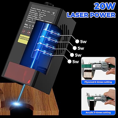Twotrees TTS-20 Pro Laser Engraver 20W Output Laser Cutter 160W Laser Engraving Machine,98% Pre-Installed DIY Laser Cutter and Engraver CNC Laser Twotrees