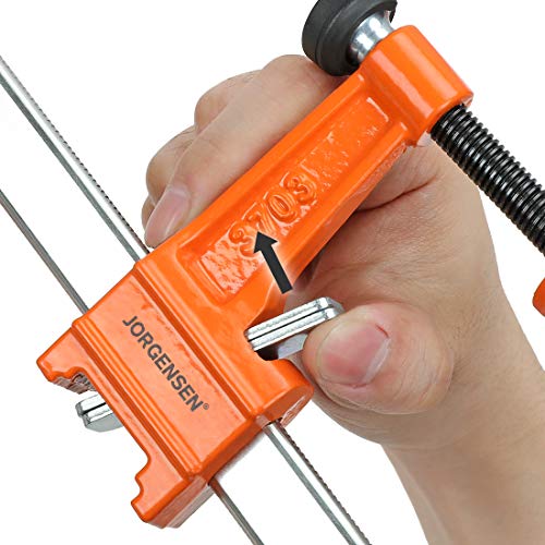 JORGENSEN 2-pack Steel Bar Clamps Set, 12-inch Medium Duty, 600 Lbs Load Limit, for Woodworking Jorgensen