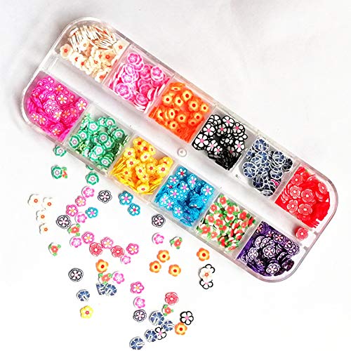 AKOAK 2 Boxes of Crystal Mash Clay Strip Flowers Fruit Slices Apples, Strawberries, Watermelons Nail Crafts Making, Decorations Scrapbook DIY Crafts AKOAK