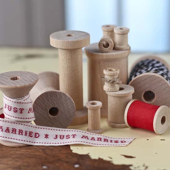 Package of 24 Assorted Size Unfinished Wood Thread Spools for Crafting Factory Direct Craft