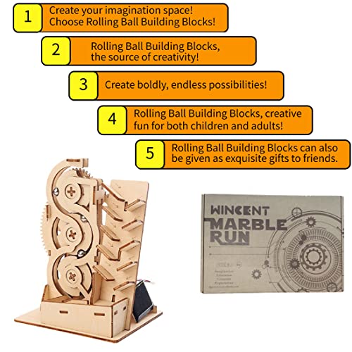Wooden Marble Track Construction Kit Fun And Educational Building Blocks For Kids, Stem Learning Toy For Boys And Girls, Multiple Tracks And Endless DDLONGDD