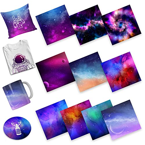 WOWOCUT Infusible Transfer Ink Sheets,10 Pack 12"X12" Aurora Heat Press Transfer Paper, Sublimation Ink Sheet for Cricut Machine, DIY WOWOCUT