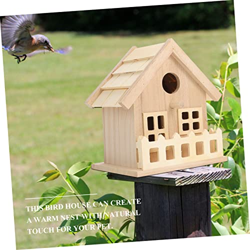 Yardwe 2pcs Creative Bird Nest Decoration Bird House Cage Parrot House Unfinished Wood Birdhouse DIY Wood Birdhouse Resting Place Birds Kids Craft Yardwe