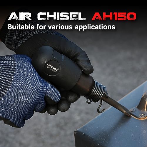 UW-AH150 Short Barrel Air Hammer Kit with Quick Change Retainer and 4 Chisels, 1-5/8 Inch Stroke, 4500 BPM, Light weight UPWOOD