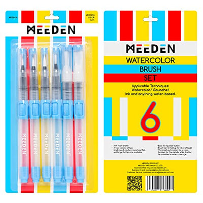 MEEDEN 6 Piece Refillable Water Color Brush Pen Set,Watercolor Paint Pens for Painting Markers,Watercolor Brushes Professional, Water Color Pen