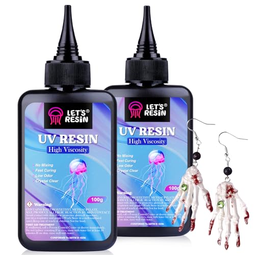 LET'S RESIN UV Resin,200g High Viscosity Crystal Clear Thick UV Resin Kit, Quick-Curing&Low Shrinkage Ultraviolet Epoxy Resin for Crafts, Doming, LET'S RESIN