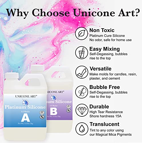 Silicone Mold Making Kit, Resin Epoxy Casting, Food Safe, Strong, Tear Resistant, Platinum Rubber, Plaster Casting, Candle Making, 3D Silicone Molds, unicone art