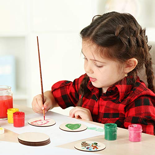 Coopay 60 Pieces 4 Inch Wooden Circles, Unfinished Round Wood Slices Natural Wooden Cutouts for Door Hanger, Painting, Wedding, Home Decoration DIY Coopay