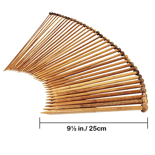 Bamboo Knitting Needles Set, Exquiss 18 Pairs Circular(31.5”) Wooden Knitting Needles with Colored Plastic Tube, 36PCS Single Pointed Bamboo Knitting EXQUISS