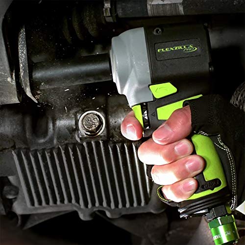 Flexzilla Pro Mini Impact Wrench, 1/2" Drive, with High Flow Ball Swivel Plug - AT1475FZ Flexzilla