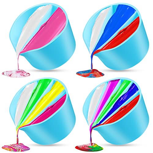 Split Cups for Paint Pouring 4 Pcs Silicone Paint Pour Cup with 2-5 Channels Dividers Pour Painting Supplies Painting Tools Silicone Cups for Resin Zubebe