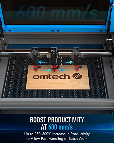 OMTech 60W CO2 Laser Engraver with LightBurn, 20x28 Inch Laser Engraving Cutting Machine with Autofocus Autolift 4 Way Pass Air Assist Water Pump, OMTech