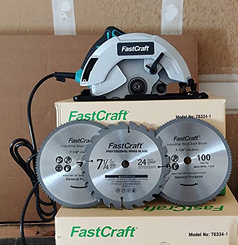 Circular Saw + 3pc 7.25" Blades 21A PEAK GUARANTEED POWER Electric Circular Saw All Industrial & PRO Grade - FastCraft Brand at Costco Fast Craft