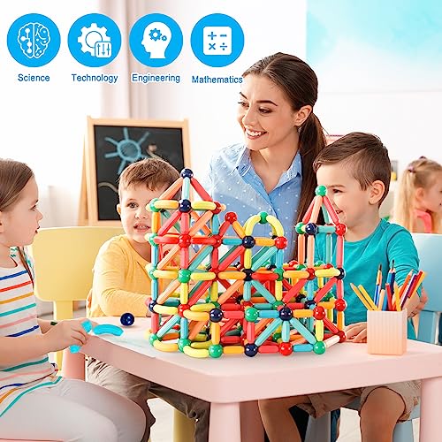 DMOIU Magnetic Building Blocks STEM Educational Toy for Kids Montessori Learning Sticks and Balls, Sensory Activities Toys for Toddlers, Gift for DMOIU