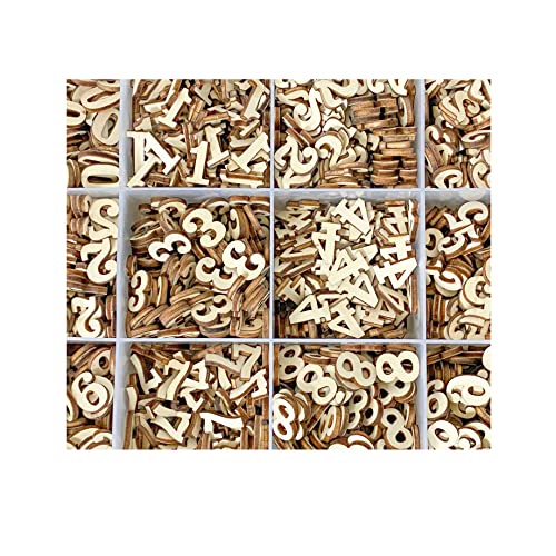 Cregugua 1692 Pieces 15mm Mini Wooden Numbers 9/16 inch Tiny Unfinished Wood Numbers 0-9 for DIY Scrapbooking Crafts Cregugua