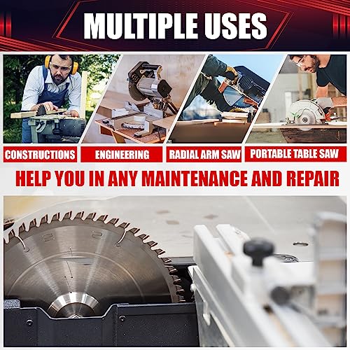 wesleydrill 12 Packs Circular Saw Blade Set, 7-1/4" x 24-Tooth, Carbon Steel, 5/8 Inch Arbor, DIY Cutting for Wood, Laminate, Wood Composites, wesleydrill