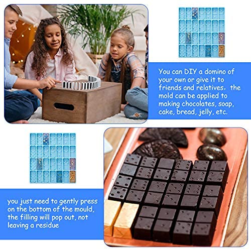 Domino Mold for Epoxy Resin Candy Molds Clay Dominoes 28 Cavities Silicone Pendant Cake Jewelry Making Tool (Blue,125 Gram) Patelai