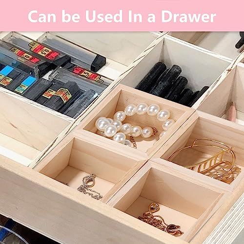 WOPPLXY 16 Pack Wooden Box, 4 x 4 x 2 Inch Unfinished Wood Box, Small Square Wood Boxes, Wooden Storage Organizer Craft Boxes for Crafts, WOPPLXY