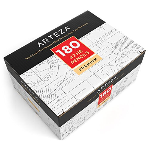 ARTEZA #2 Pencils in Bulk (180 Pack) – Pre-Sharpened, High Precision Writing Tools with Latex-Free Erasers - Essential for School, Office, Art and - WoodArtSupply
