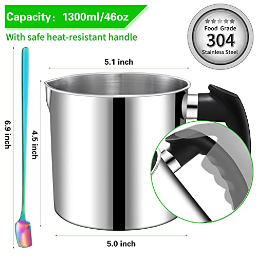 ABK Candle Making Pouring Pot, Candle Making Kit Including 2.5LB Candle Making Pitcher, Candle Wick Holders, Spoon, Wicks, Candle Wick Stickers, ABK